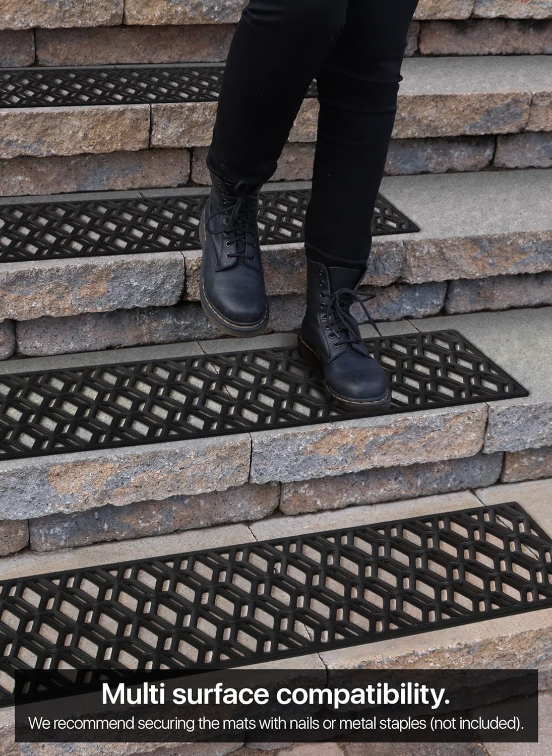 Non-Slip Rubber Stair Treads Mats with Hexagon Design