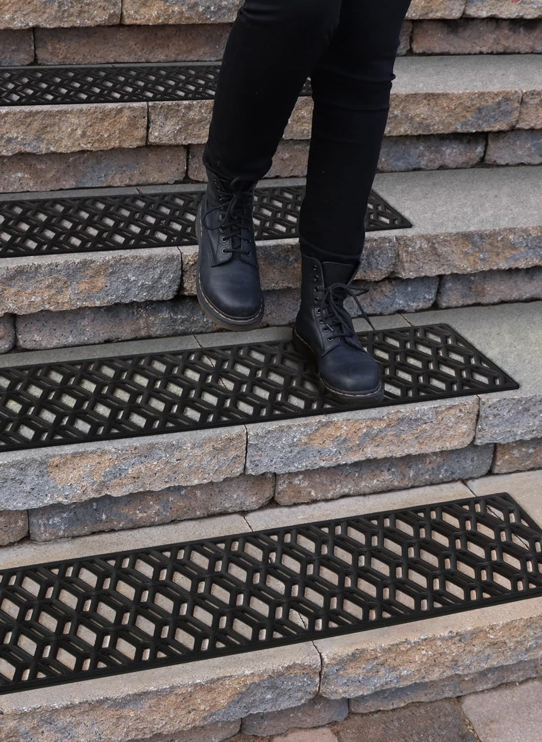 Non-Slip Rubber Stair Treads Mats with Hexagon Design