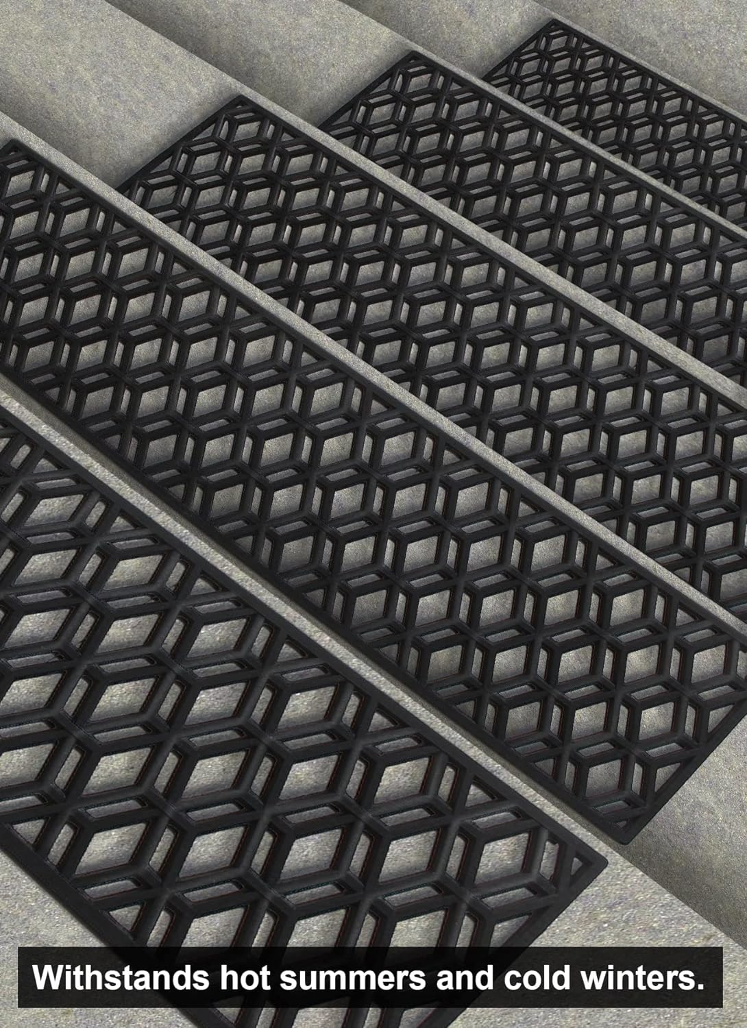 Non-Slip Rubber Stair Treads Mats with Hexagon Design